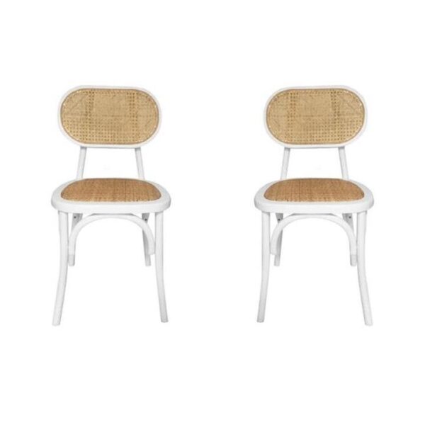 Set Of 2 Lima Rattan Dining Chair - Natural/White
