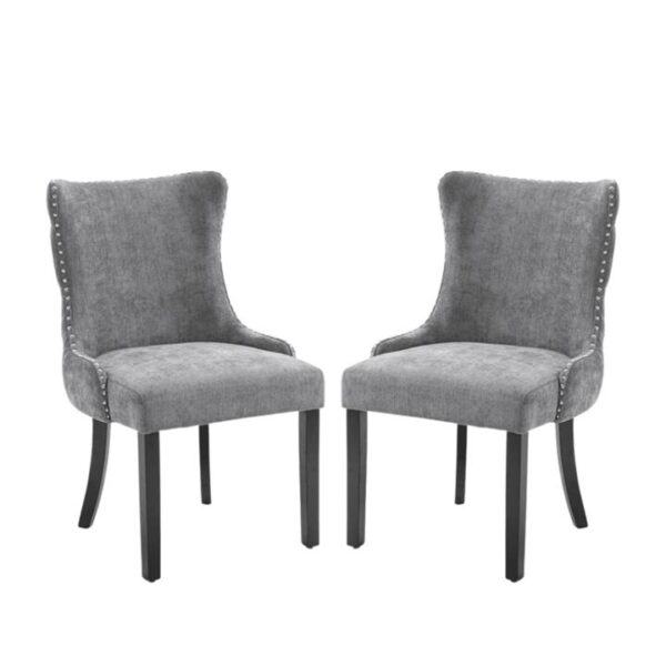 Set Of 2 London Velvet Fabric Dining Chair - Grey