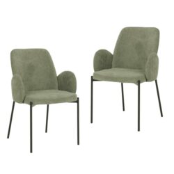 Set Of 2 Riley Knit Fabric Modern Kitchen Dining Chair - Sage