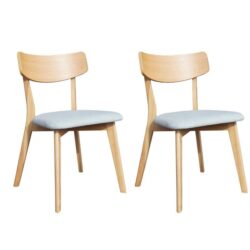 Set Of 2 Sierra Fabric Dining Chair Wooden Frame - Mint & Oak