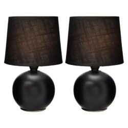 Set of 2 Capri Ceramic Base Modern Round Table Lamp - Black