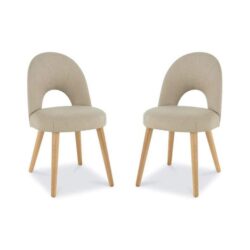 Set of 2 - Charlie Scandinavian Fabric Dining Chair - Stone