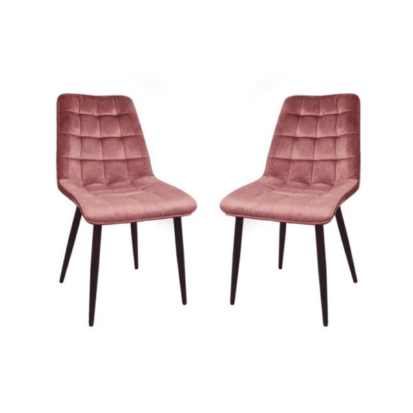 Set of 2 Lumy Velvet Fabric Modern Dining Chair - Pink