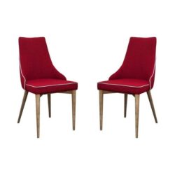 Set of 2 - Martini Luxury Scandinavian Fabric Dining Chair - Red