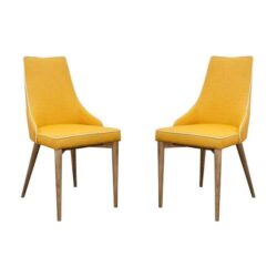 Set of 2 - Martini Luxury Scandinavian Fabric Dining Chair - Yellow