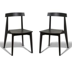 Set of 2 - Masa Ito Oriental Dining Chair - Black Frame - Black Timber Seat