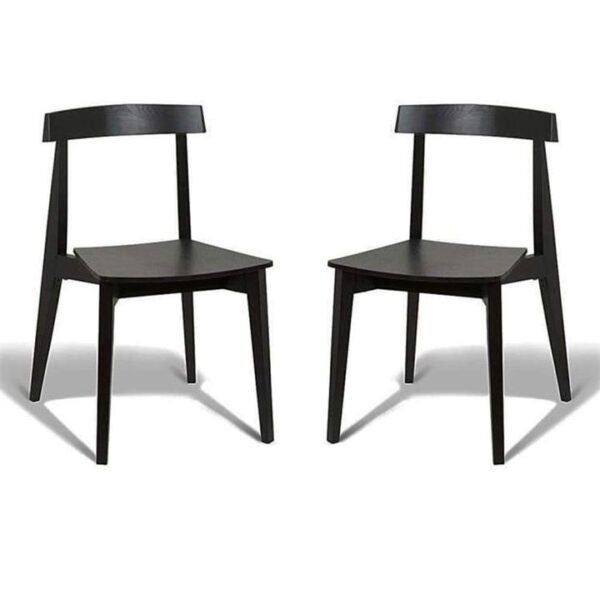 Set of 2 - Masa Ito Oriental Dining Chair - Black Frame - Black Timber Seat