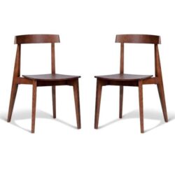 Set of 2 - Masa Ito Oriental Dining Chair - Walnut Timber Seat
