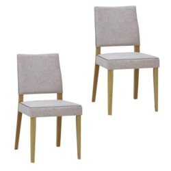 Set of 2 Oslo Scandinavian Fabric Dining Chair Wooden Frame - Light Dusk
