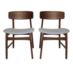 Set of 2 Sierra Fabric Dining Chair - Walnut Frame - Grey