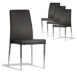 Set of 4 - Bailey Dining Chair - Stainless Steel Frame - Brown