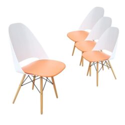 Set of 4 - Plaza Scandinavian Dining Chair - Orange