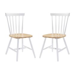 Set of Two - Hansel Dining Chairs - White Frame - Natural Seat