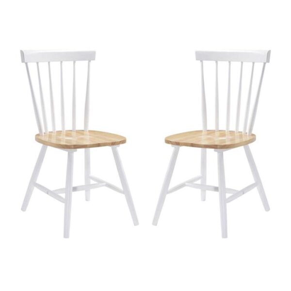 Set of Two - Hansel Dining Chairs - White Frame - Natural Seat