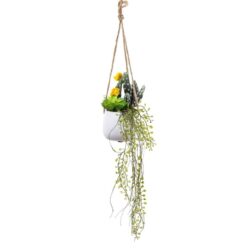 Succulent Artificial Faux Plant Decorative 76cm In Small Hanging Pot