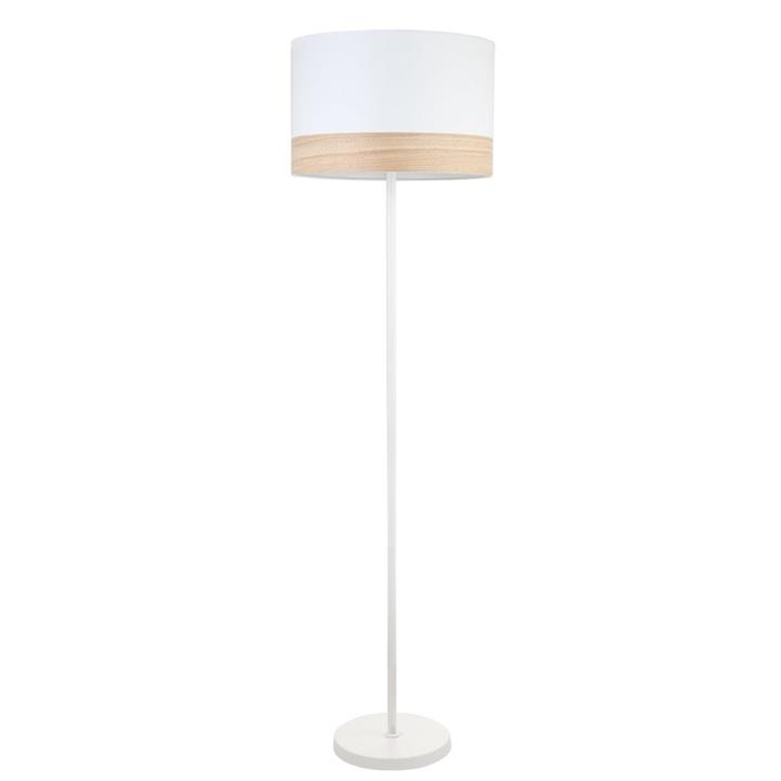 Tammy Classic Floor Lamp ES Large White Round with Blonde Wood