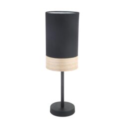 Tammy Classic Table Lamp ES Small Black Cloth Oblong with Blonde Wood