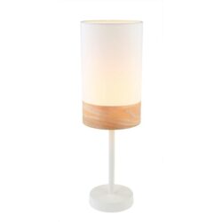 Tammy Classic Table Lamp ES Small White Cloth Oblong with Blonde Wood