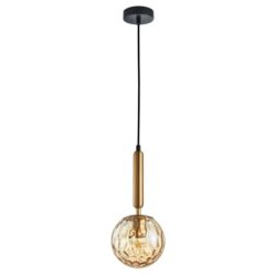 Tiffany Elegant Pendant Lamp Light Interior ES Bronze Amber Spherical Glass Enclosed