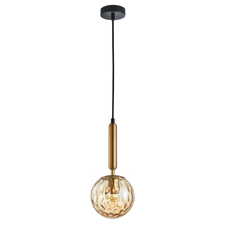 Tiffany Elegant Pendant Lamp Light Interior ES Bronze Amber Spherical Glass Enclosed