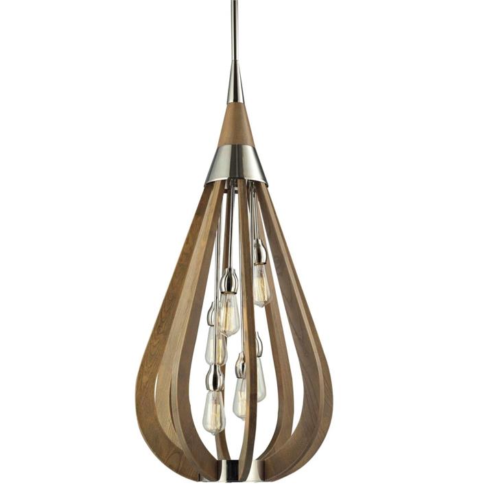 Tori Modern Minimalist Pendant Lamp Light Interior Wood Large Tear Drop Taupe