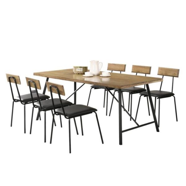 Vegas 6 Seater Dining Set 1.6m Rectangular Dining Table & 6 Dining Chairs - Maple