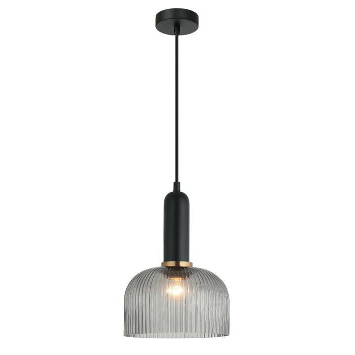Vien Classic Elegant Pendant Lamp Light Interior ES Black Smoky Glass Dome
