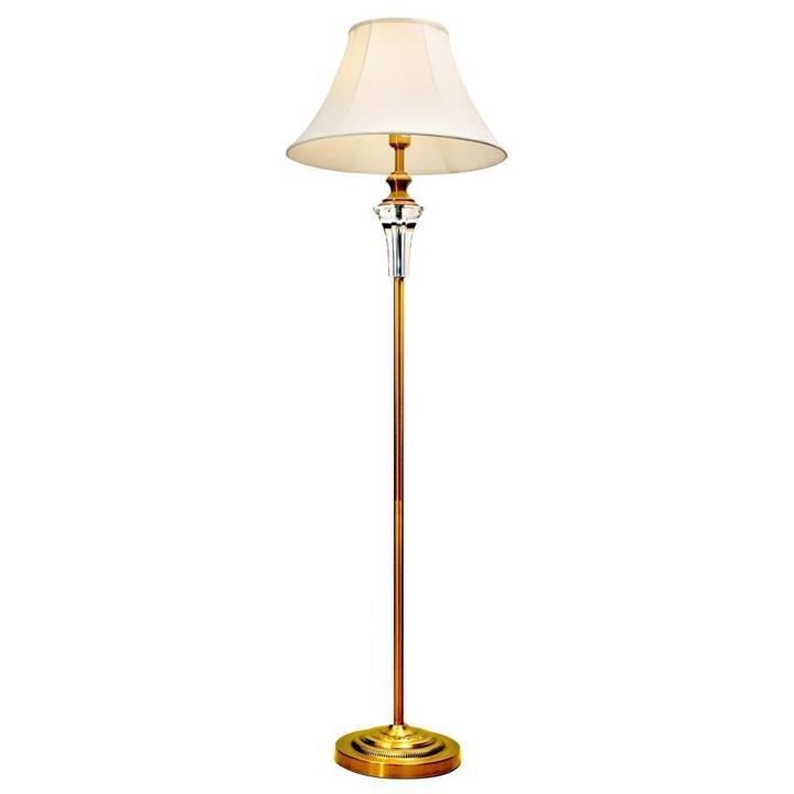 Vienna Crystal Brass Floor Lamp - Antique Brass / White