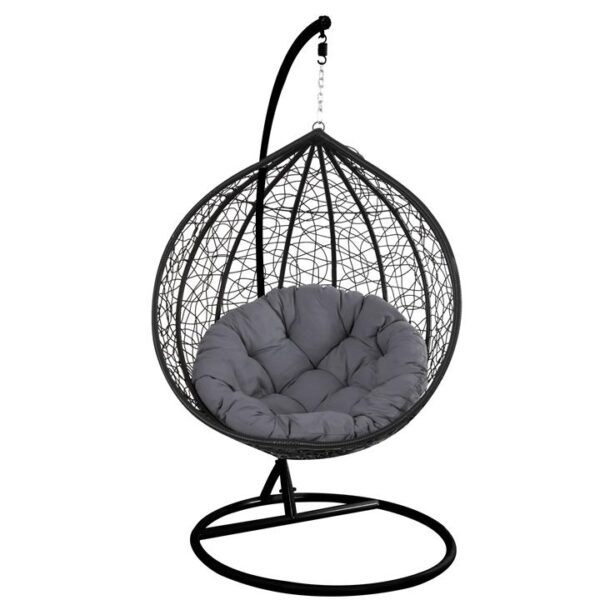 Wicker Hanging Chair Swing Egg Hammock Basket - Black