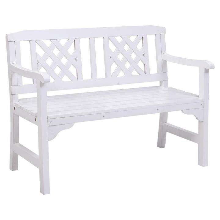 Wooden Garden Bench 2 Seat Patio Furniture Timber Outdoor Lounge Chair White