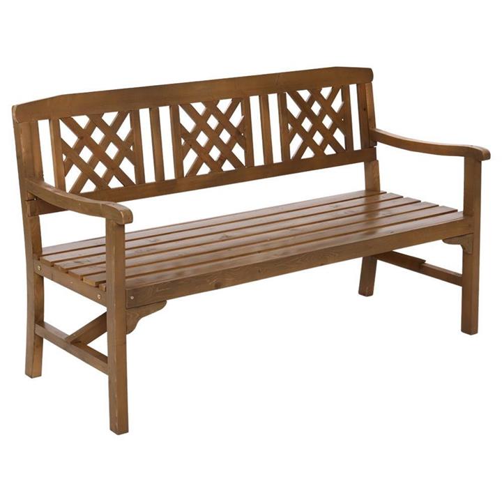 Wooden Garden Bench 3 Seat Patio Furniture Timber Outdoor Lounge Chair Natural