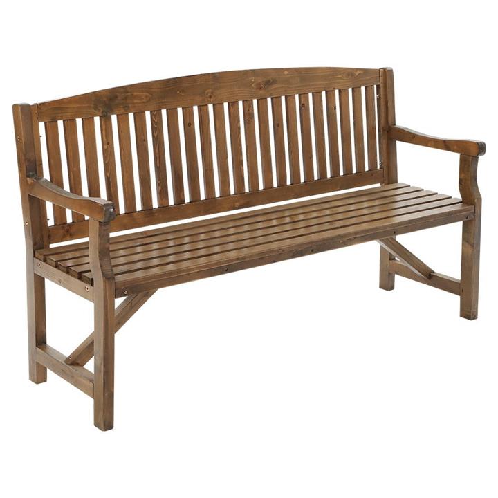 Wooden Garden Bench Chair Natural Outdoor Furniture Décor Patio Deck 3 Seater