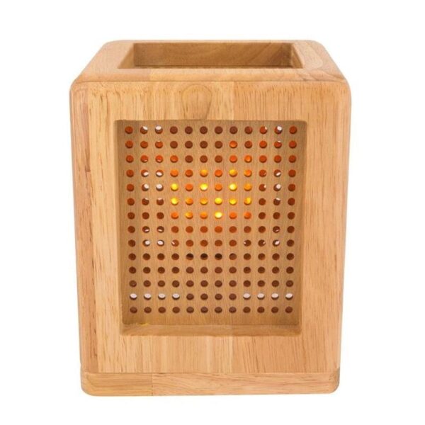 Zenith Table Lamp ES Wood Square with Hole Diffuser with Flame Lamp
