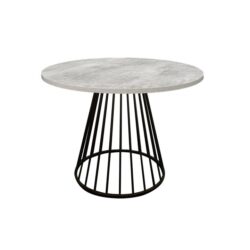 Matilda Round Kitchen Dining Table 110cm W/ Powdercoated Legs - Faux Cement/Black