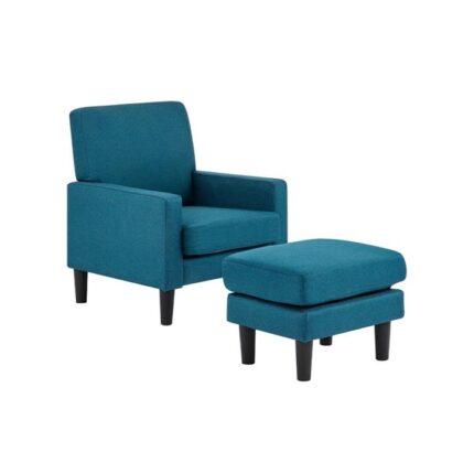 Andrew Fabric Accent Lounge Relaxing Chair with Ottoman - Teal - Teal