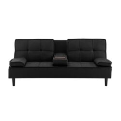 Apline 3-Seater Modern Facbric Sofa Bed - Black - Black