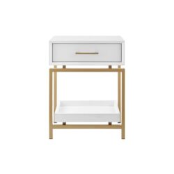 Bailey Bedside Nightstand Side Table - White - White