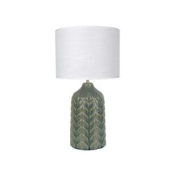 Benya Contemporary Patterned Ceramic Table Lamp Light Linen Drum Shade - Green