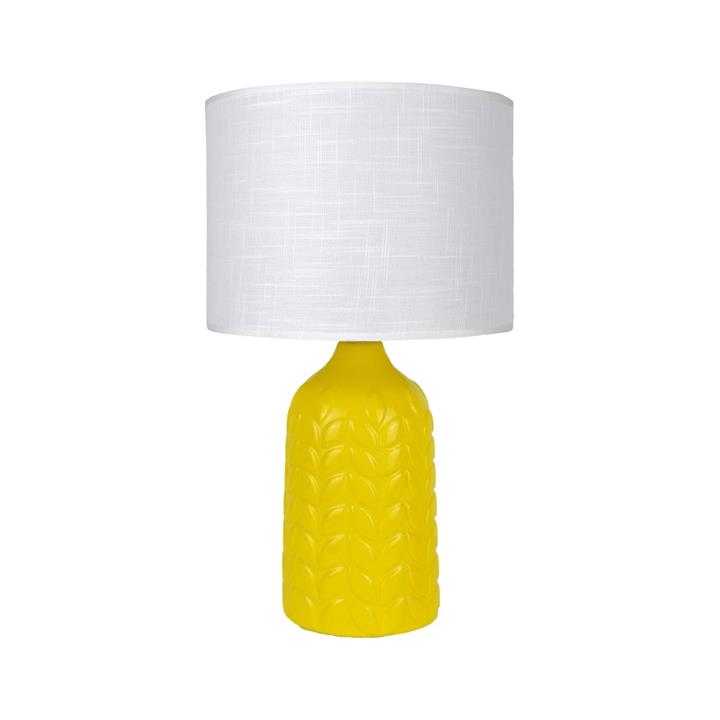 Benya Contemporary Patterned Ceramic Table Lamp Light Linen Drum Shade - Yellow