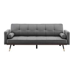 Billi 3-Seater Fabric Button Adjustable Sofa Bed Lounge - Charcoal - Charcoal