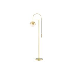 Carrie Modern Iron Stand Frosted Glass Shade Floor Light Lamp - Brass