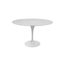 Eero Saarinen Replica Scandinavian Tulip Round Marble Kitchen Dining Table 120cm - White - 120cm