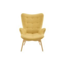 Featherston Replica Fabric Contour Relaxing Lounge Armchair - Mustard - Mustard
