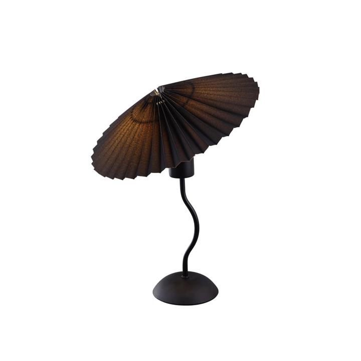 Glow Life Pleated Fabric Umbrella Shade Elegant Table Lamp Light - Black Color