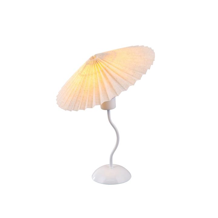 Glow Life Pleated Fabric Umbrella Shade Elegant Table Lamp Light - White Color