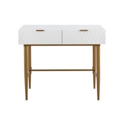 Honeycomb Wooden Dressing Console Hallway Hall Table W/ 2-Drawers - White - White