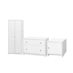 Kids Bedroom Furniture Cupboard Storage Wardobe Set Package - White