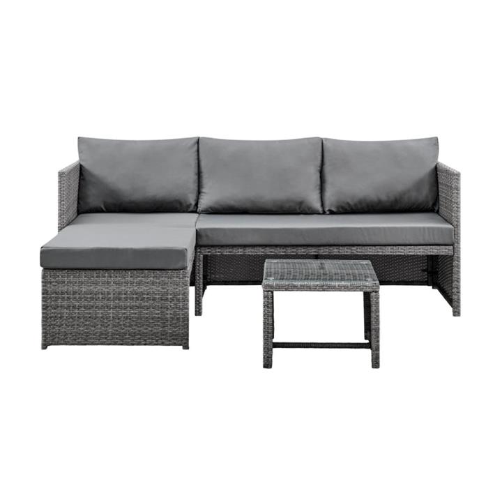 Louise Outdoor Furniture Lounge Set - Charcoal - Charcoal