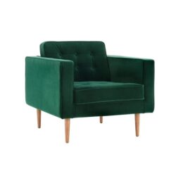 Marcella Velvet Fabric Relaxing Accent Lounge Armchair - Green - Green