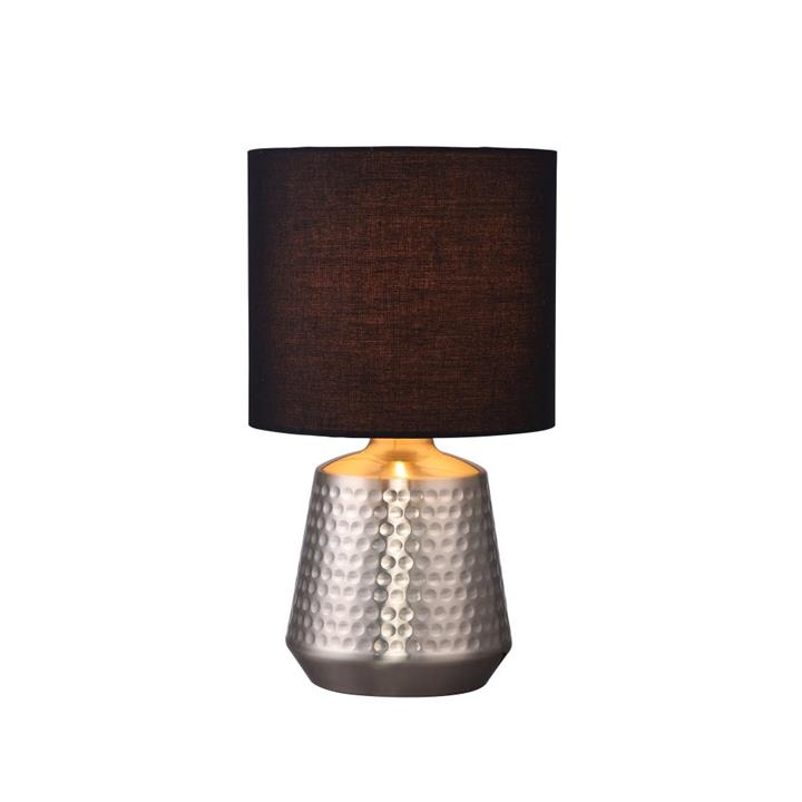Osso Classic Touch Metal Table Lamp Light Fabric Shade - Satin Nickel and Black